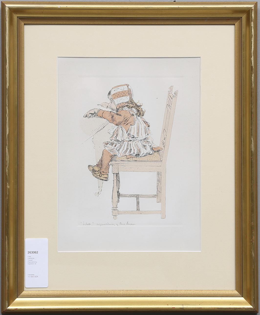 CARL LARSSON. "Lisbeth". Originaletsning, signerad.