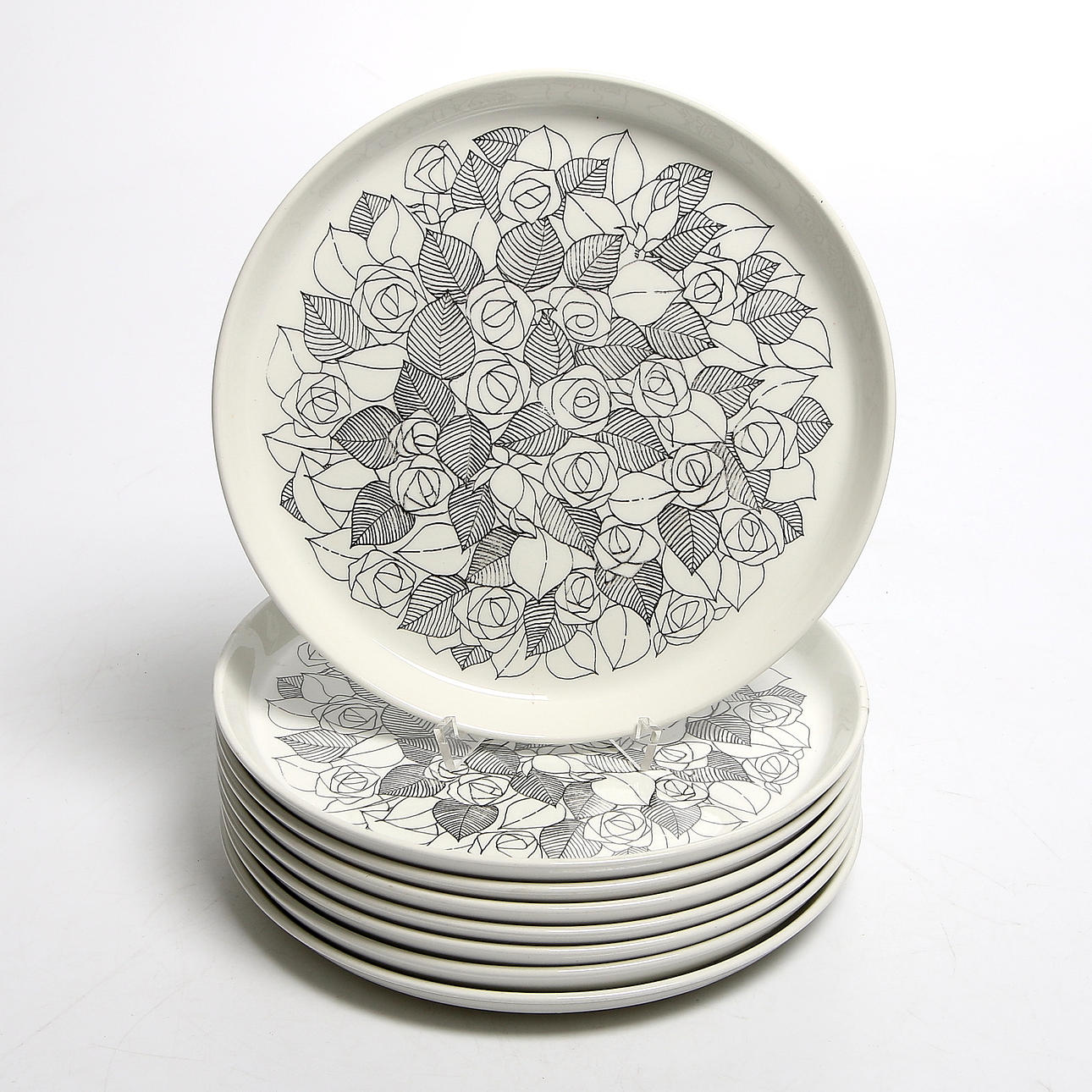 TALLRIKAR, 8 st, "Rosenfält", Stig Lindberg, Gustavsberg.