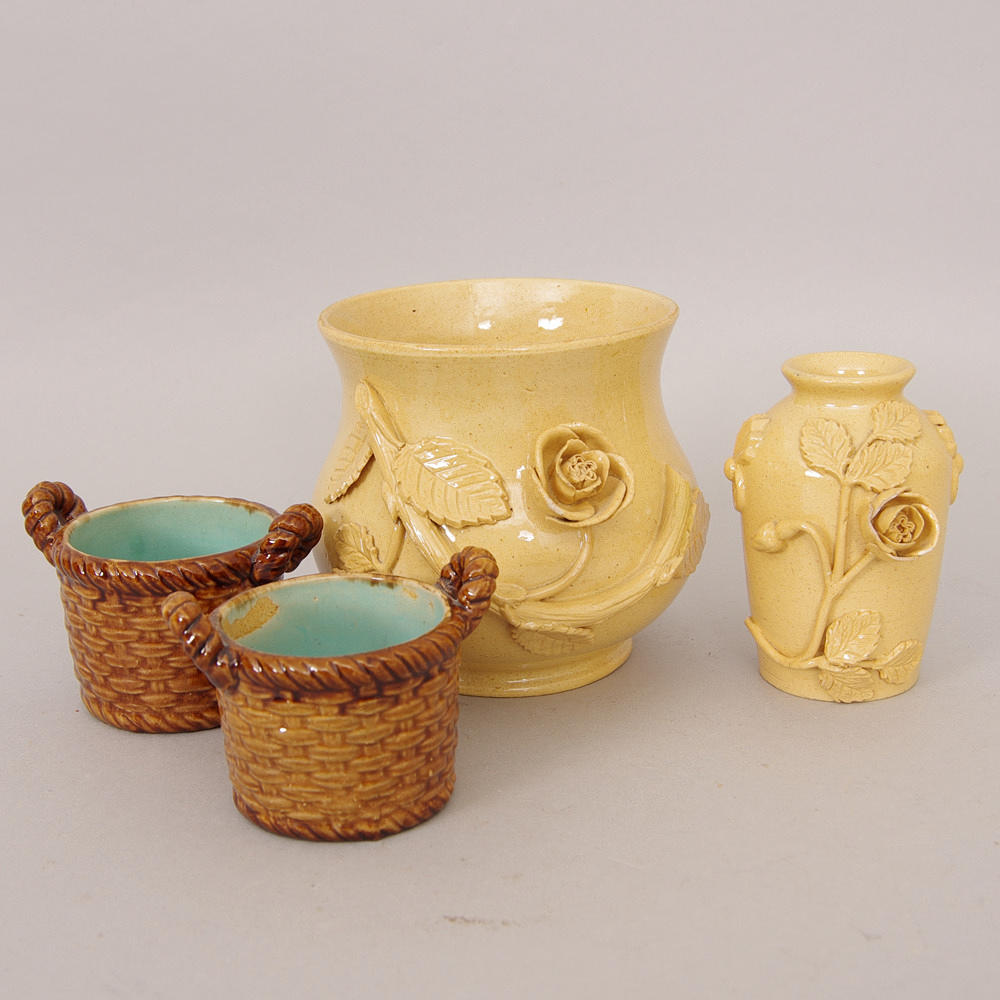 KRUS SAMT SKÅLAR, keramik, Höganäs, 1800/1900-tal.