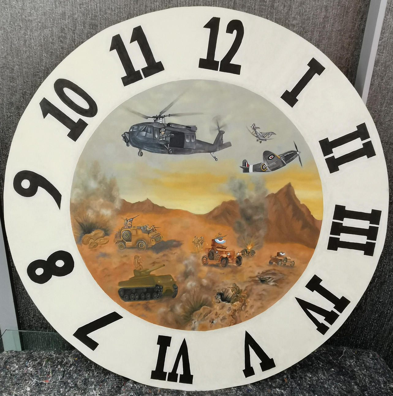 LARGE HAND PAINTED CLOCK FACE.