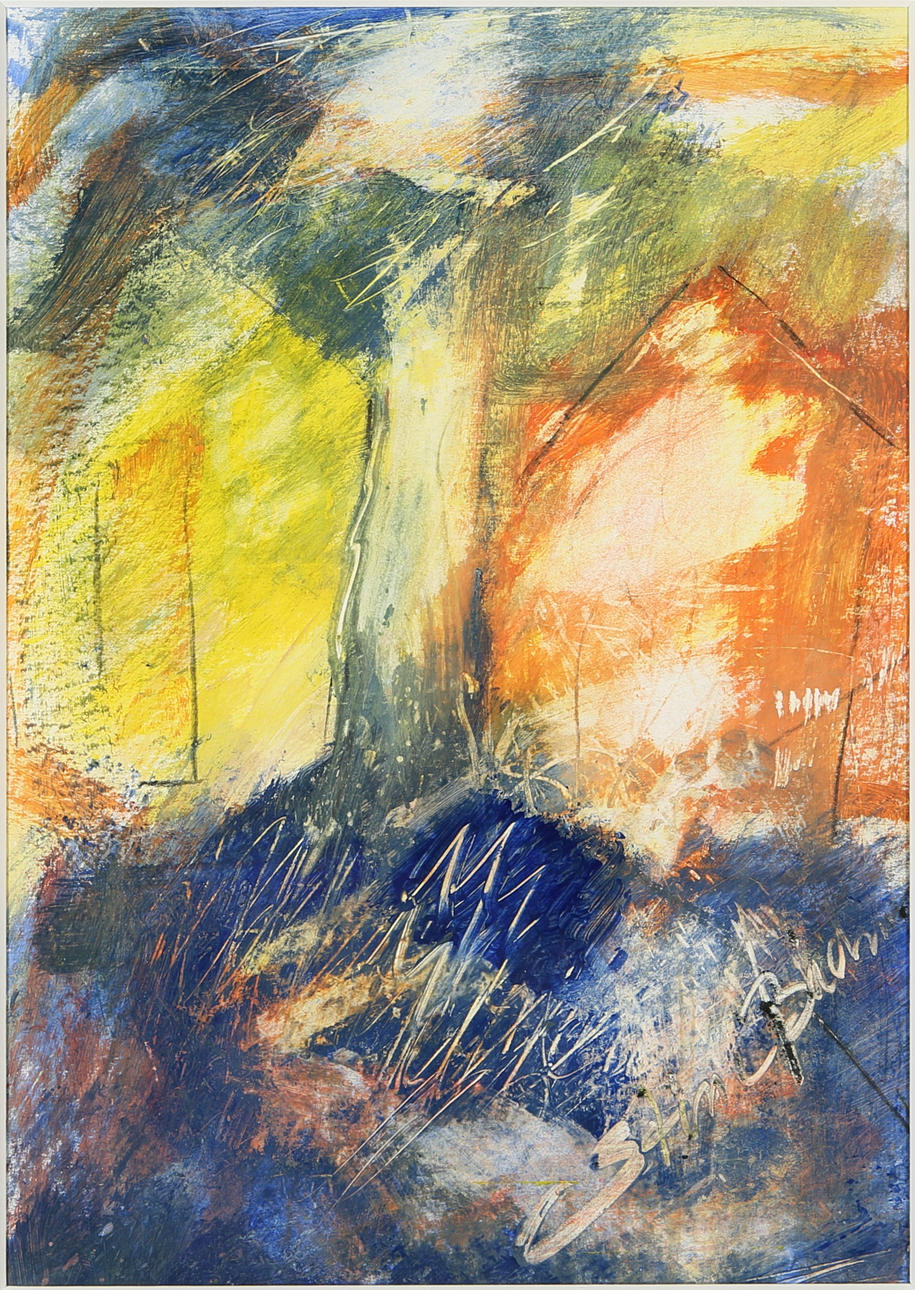 STINA BÄCKMAN. Composition, tempera on paper, signed.