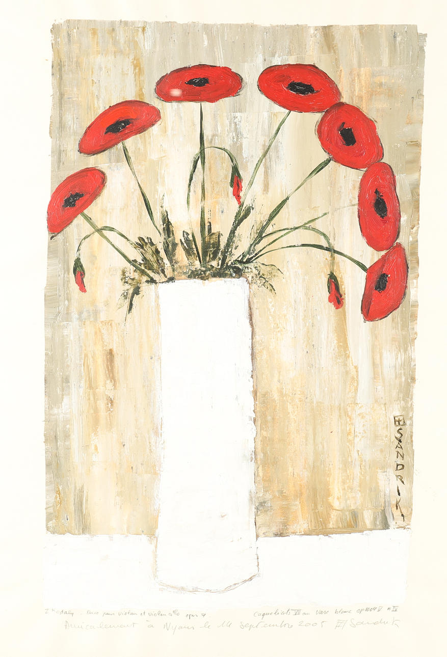 SANDRIK SCARELLA (1953-). COQUELICOTS AU VASE BLANCHE. Art - Paintings ...