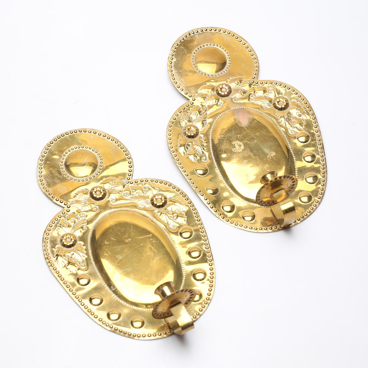 LIGHT PLATES, a pair, brass, 1900s.