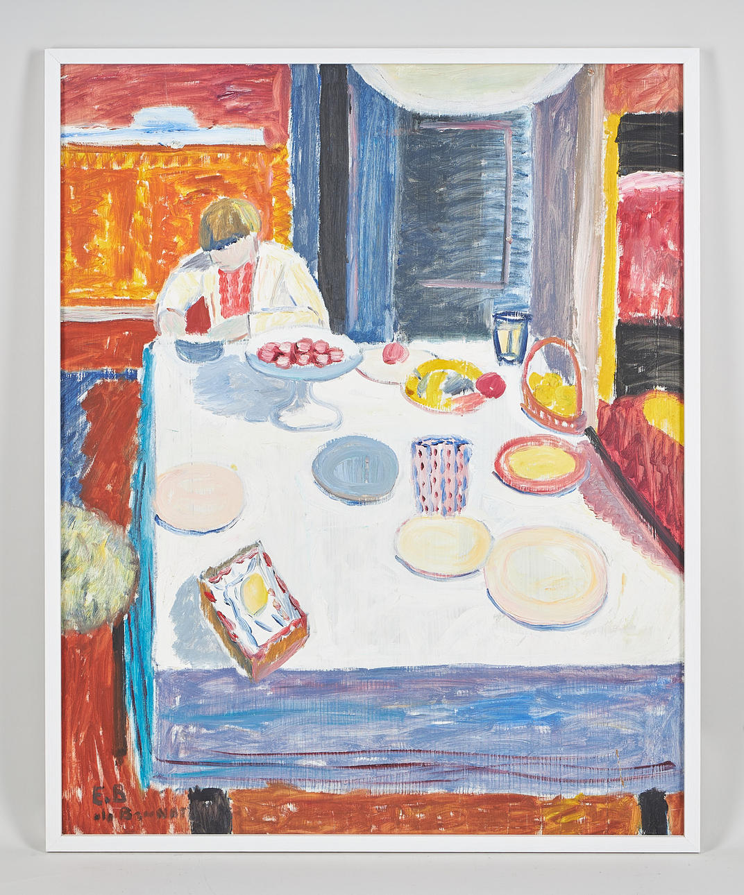 EERO VON BOEHM. Interior with dining table, signed, oil on board.