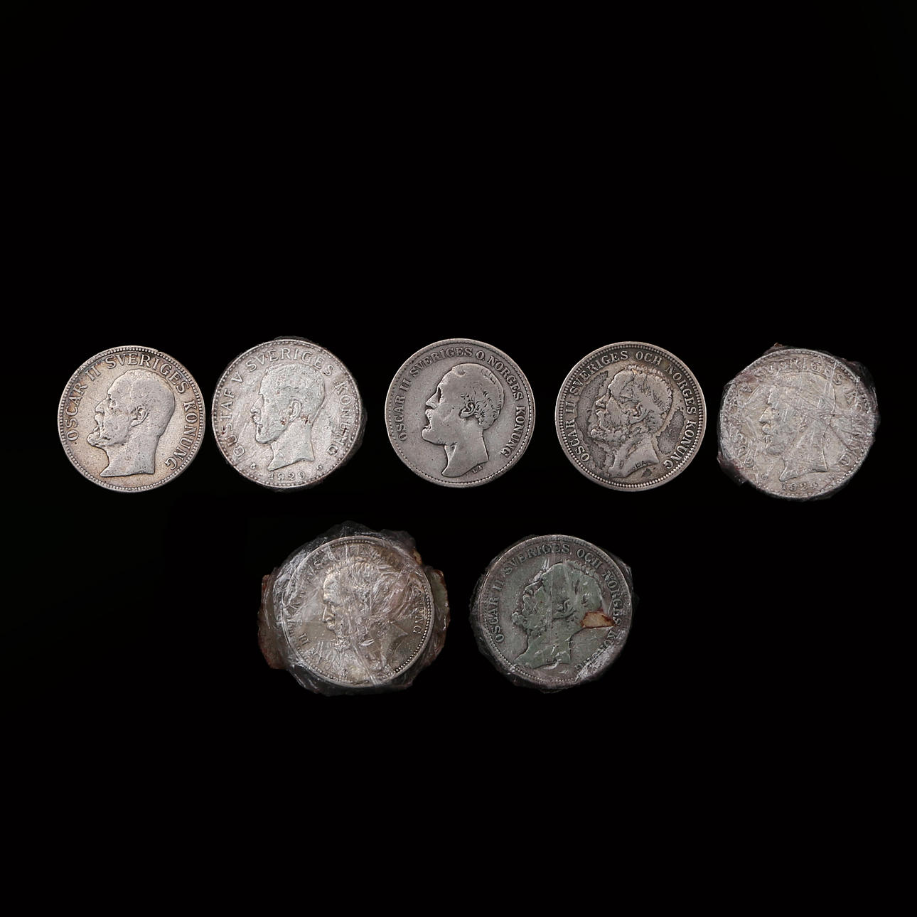 COINS, 9 pcs, silver, mostly Oscar II.