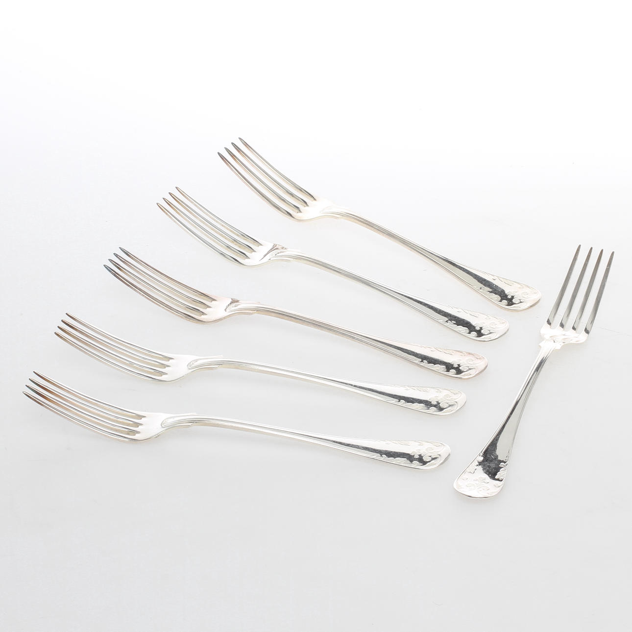 GAFFLAR, 6 st, silver, "Gammal Fransk", GAB, 1982.