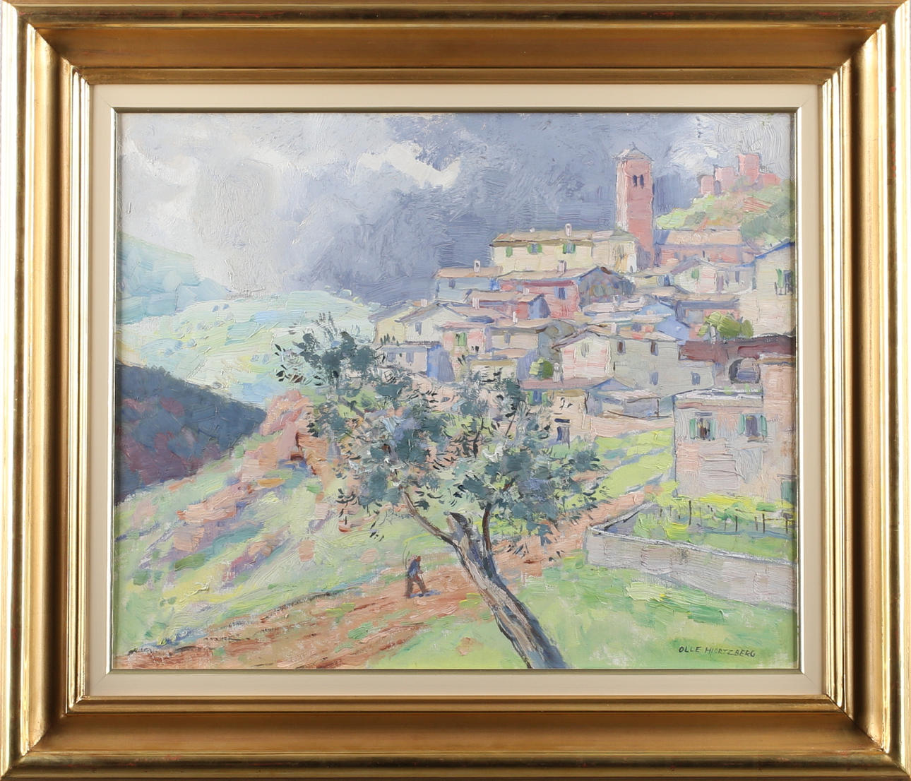 OLLE HJORTZBERG. Landskapsvy, olja på duk, signerad Olle Hjortsberg.