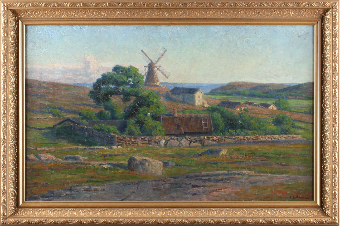E ERDTMAN. Sommarlandskap, olja på duk, signerad E Erdtman.