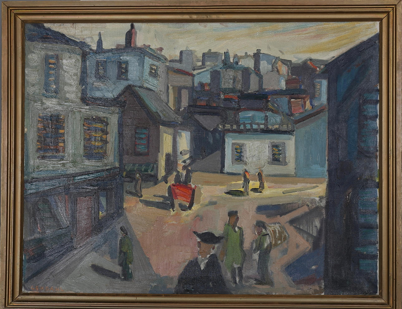 GUNNAR EKDAHL. Sydländskt gatumotiv, olja på duk, signerad G Ekdahl.