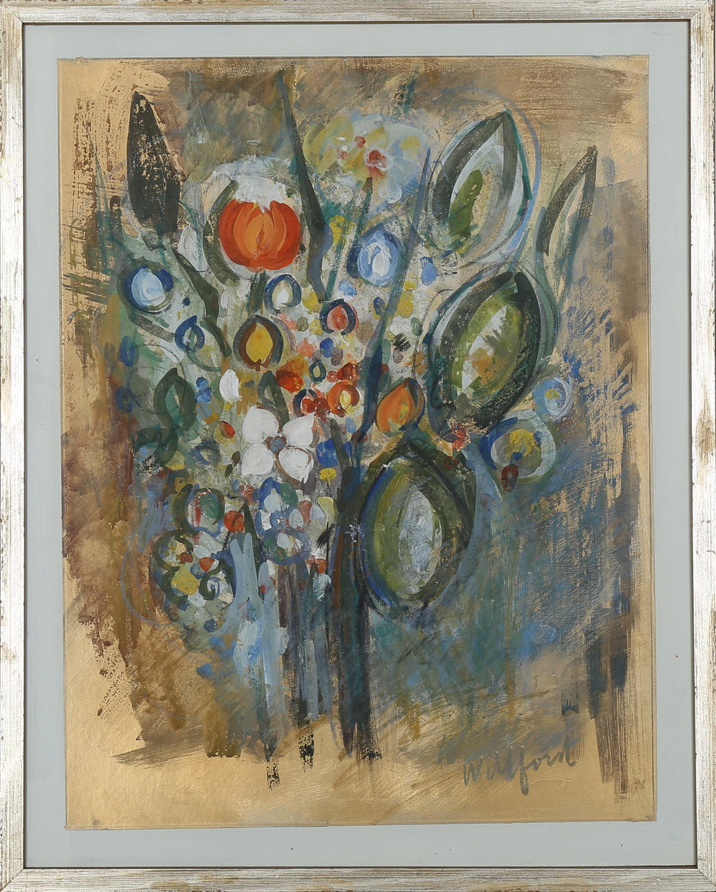 GUNNAR WILLFORD. "Blommor II", pastell, signerad Willford.