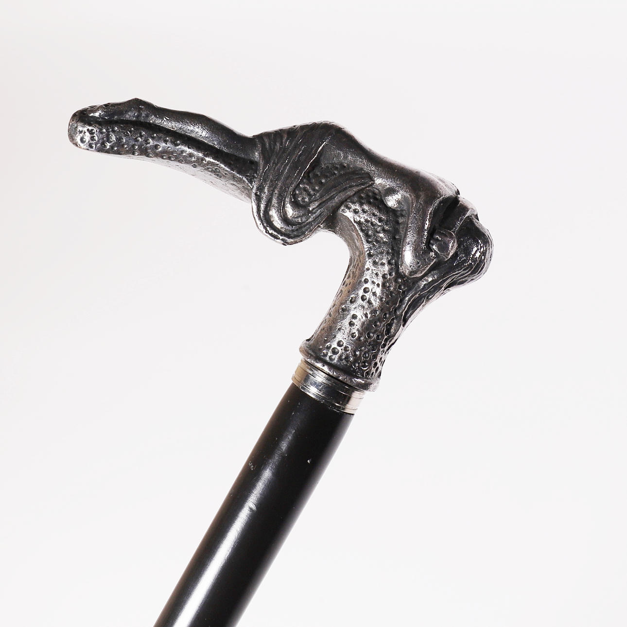 MERMAID CANE. SILVER METAL.