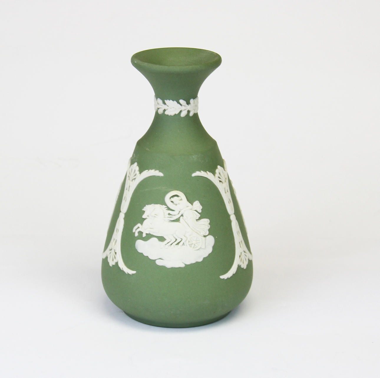 SMALL GREEN WEDGWOOD VASE.