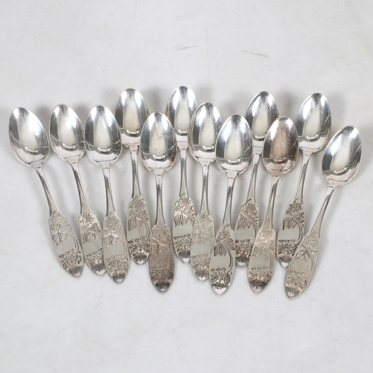 SPOONS, 12 pcs, silver, CO Persson Haparanda 1963. Weight 170 grams.