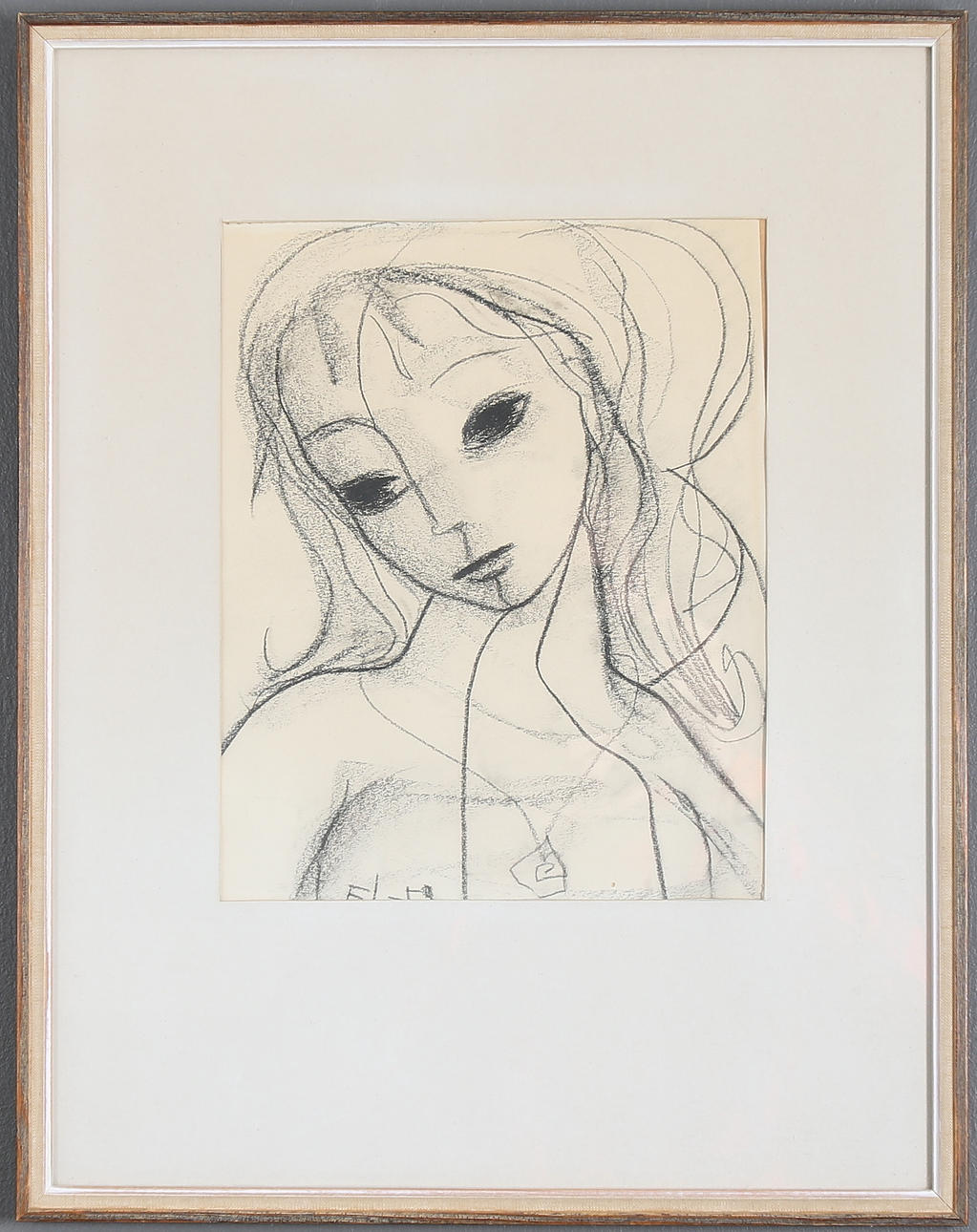 ELISE LANDSTRÖM QVARNSTRÖM. Kvinnoporträtt, pastellkrita på papper. 1960.