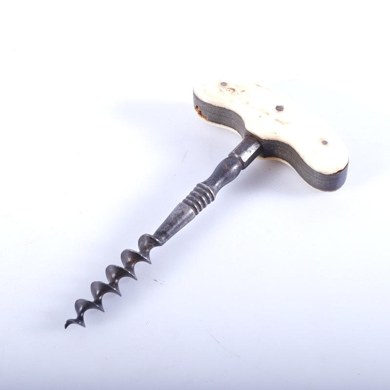 CORK SCREW, iron and bone, 19th century.