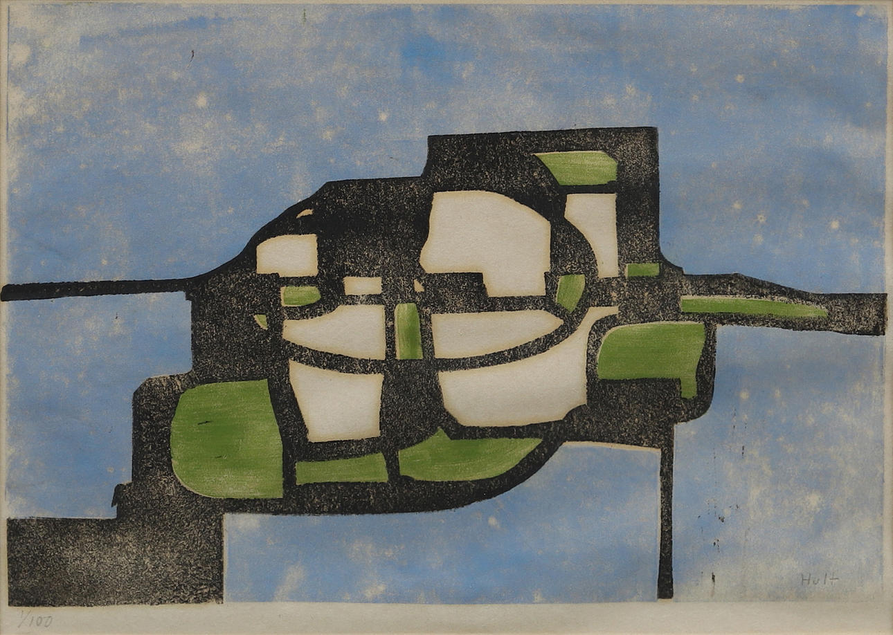TORSTEN HULT. Composition, linocut, signed and numbered.