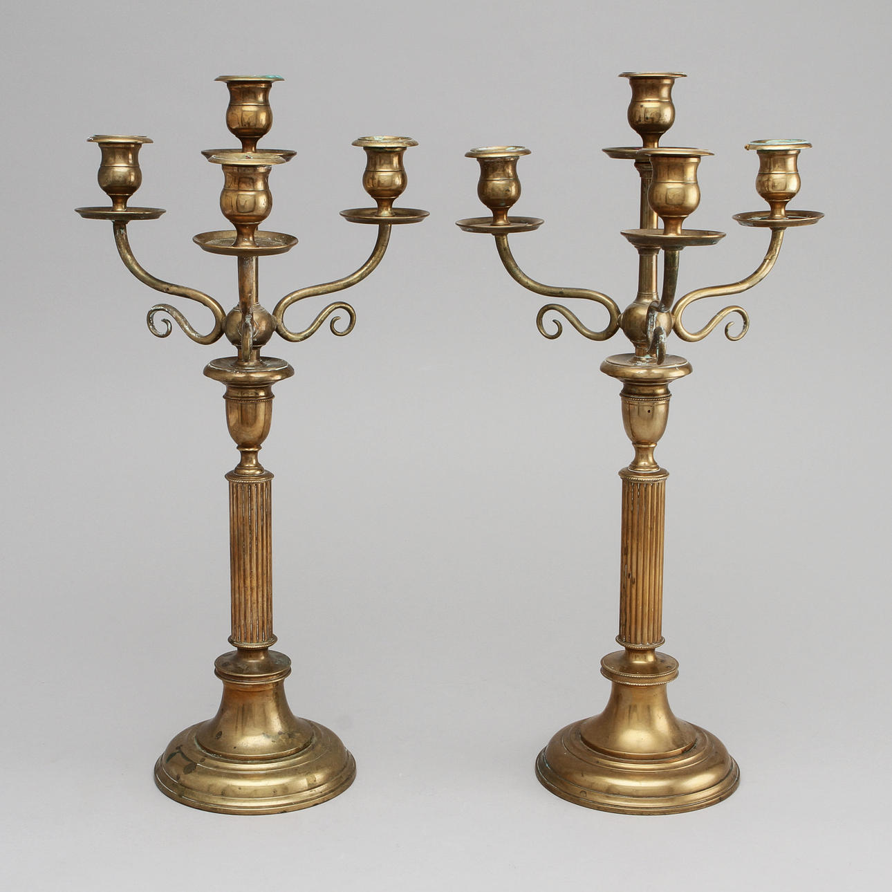 KANDELABRAR, 1 par, mässing, Skultuna No19.