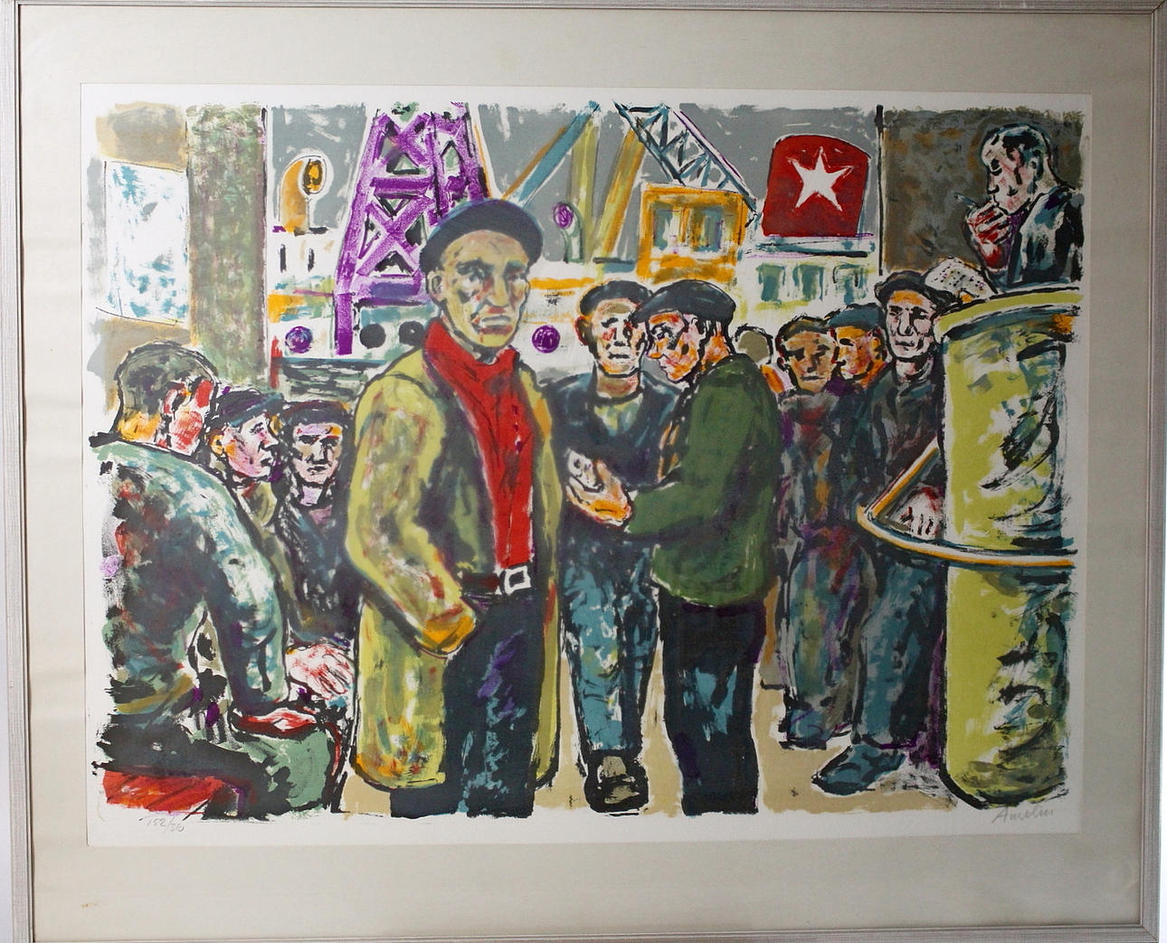 ALBIN AMELIN. färglitografi, Arbetare signerad, samt numrerad 152/310.