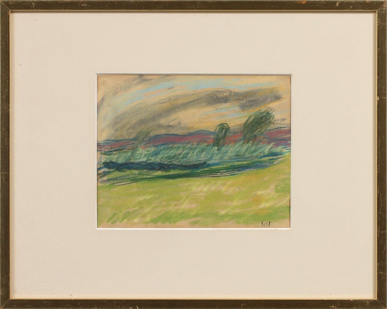 NILS NILSSON. Landskap, pastell, signerad NN.