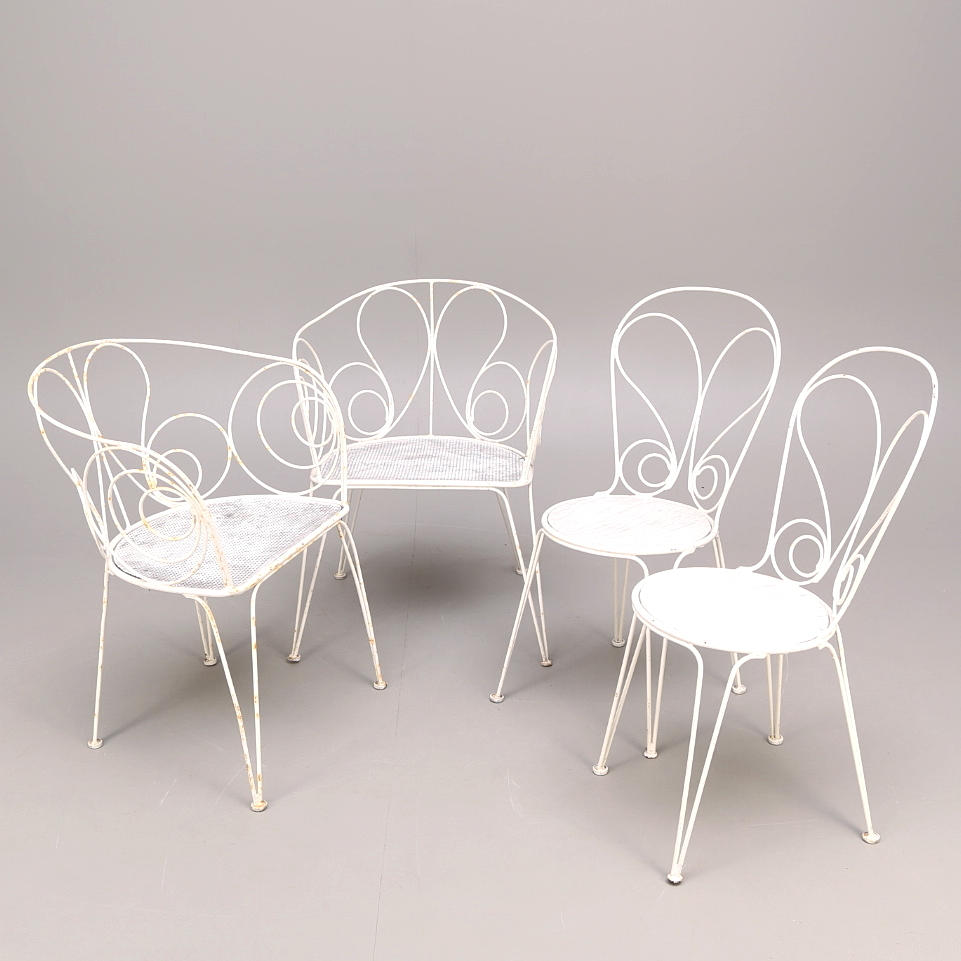 TRÄDSGÅRDSMÖBLER, 4 delar, 1900-talets mitt.