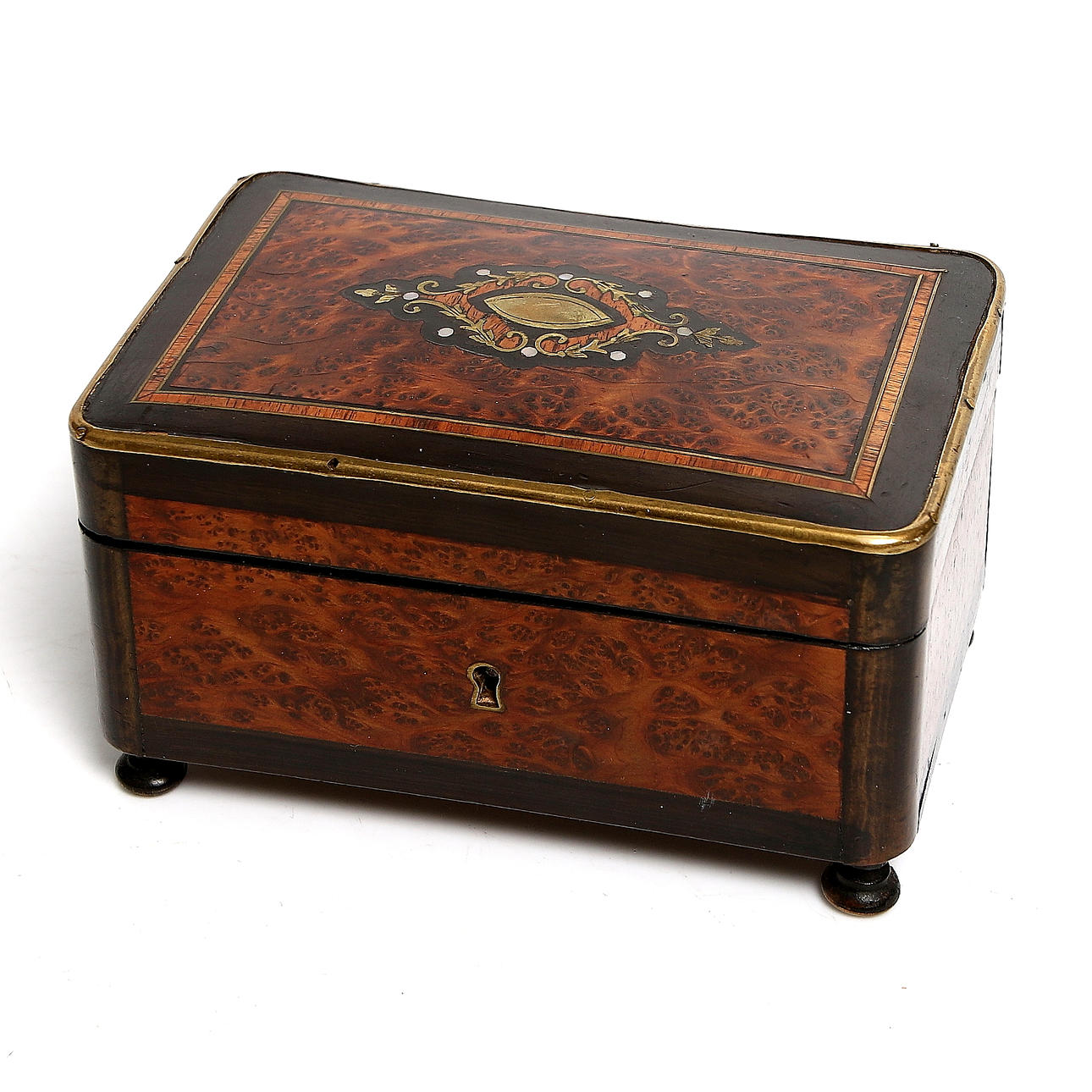 SKRIN, intarsia med alrot, mahogny, 8k guld samt pärlemor. Empir, 1800-tal.