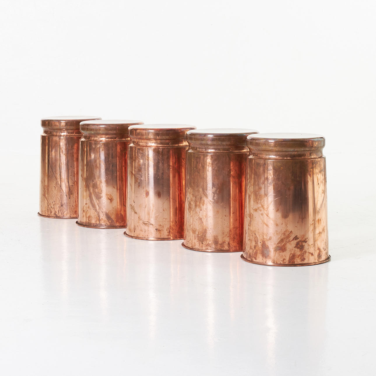 MAX LAMB. Stools, 5 pcs, "Last Stool", copper, stackable, Hem.