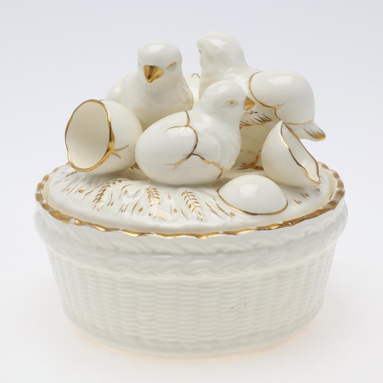 EGG DISH, flintware, chickens, Royal Dux, Czechoslovakia.