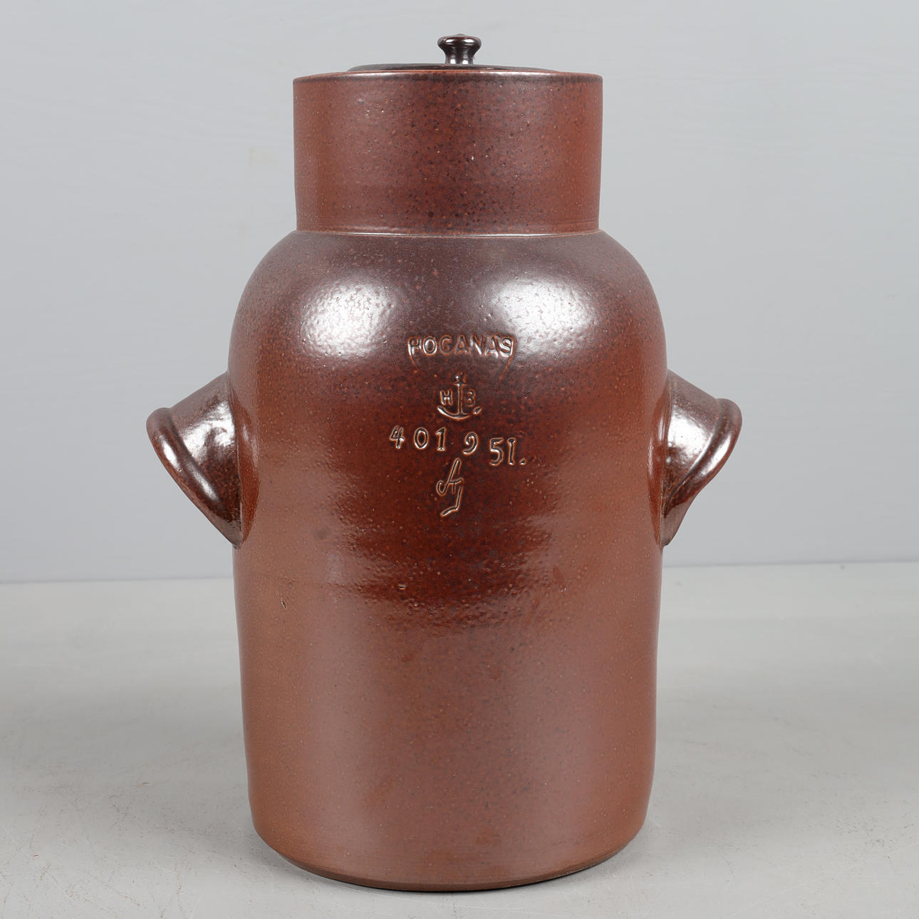 HÖGANÄS, burk med lock / vattenlås.