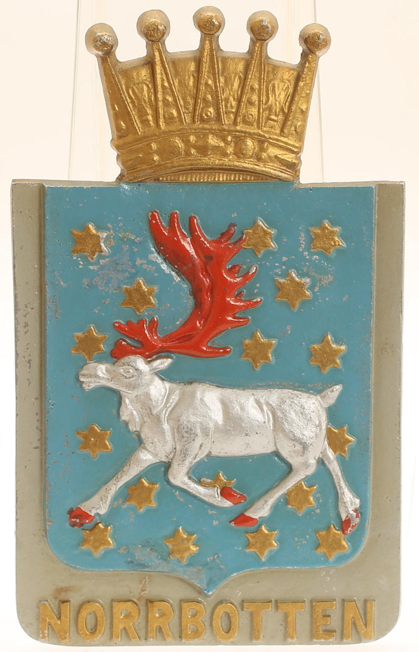 VÄGGPLAKETT, landskapsvapen Norrbotten, metall.