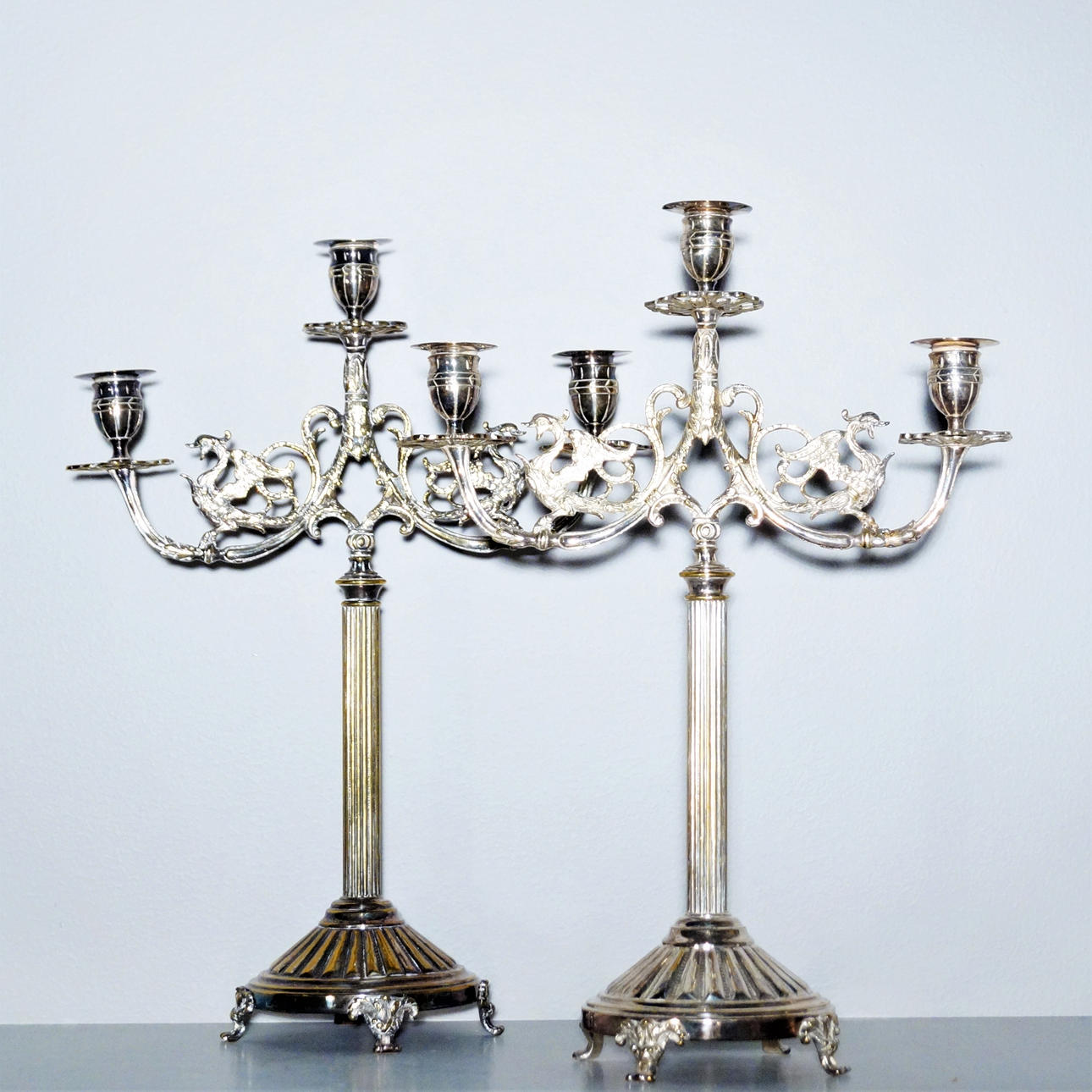 CANDLESTICKS, a pair, nickel silver, Östberg & L.