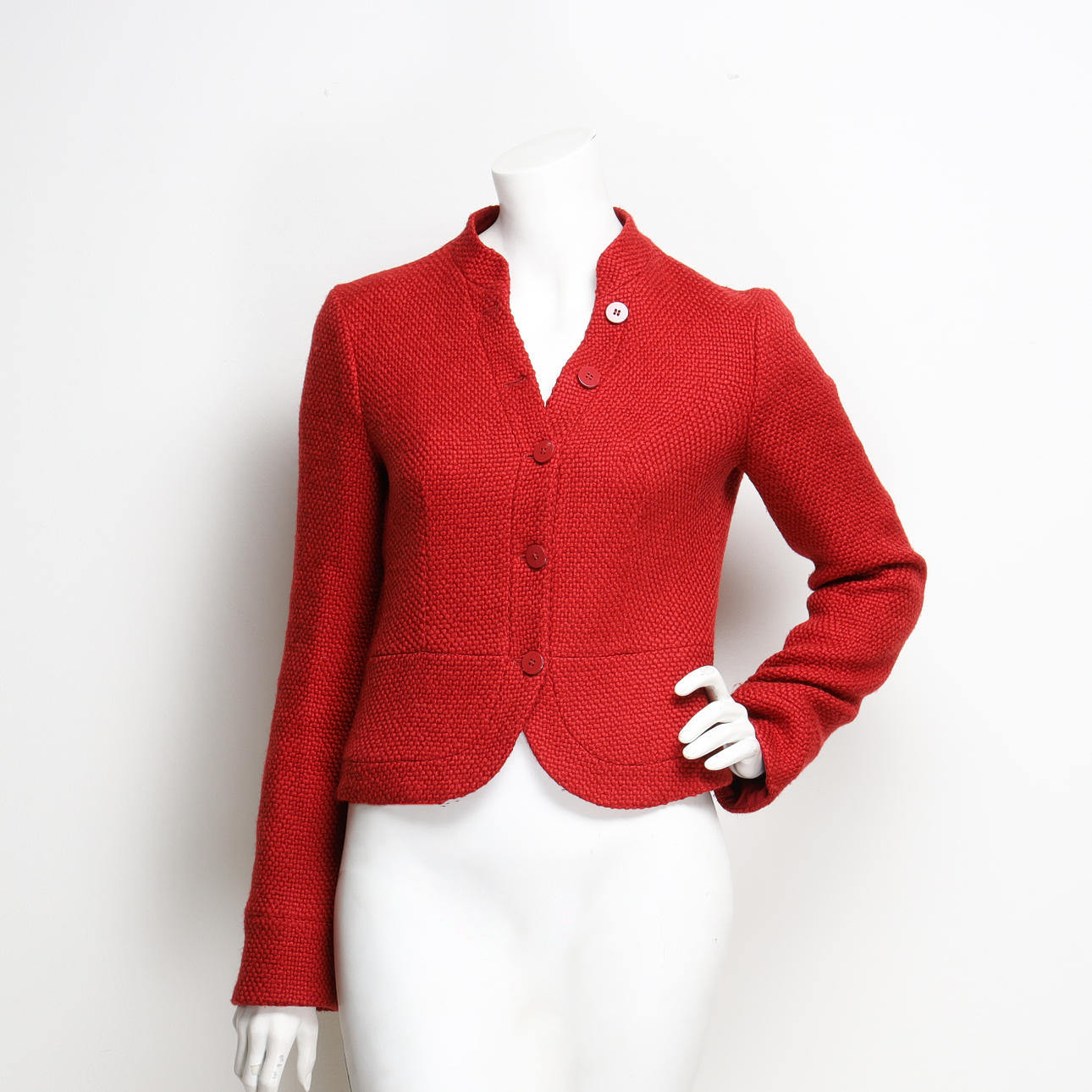 ARMANI JEANS, Jakke i rød uld, str. 40.