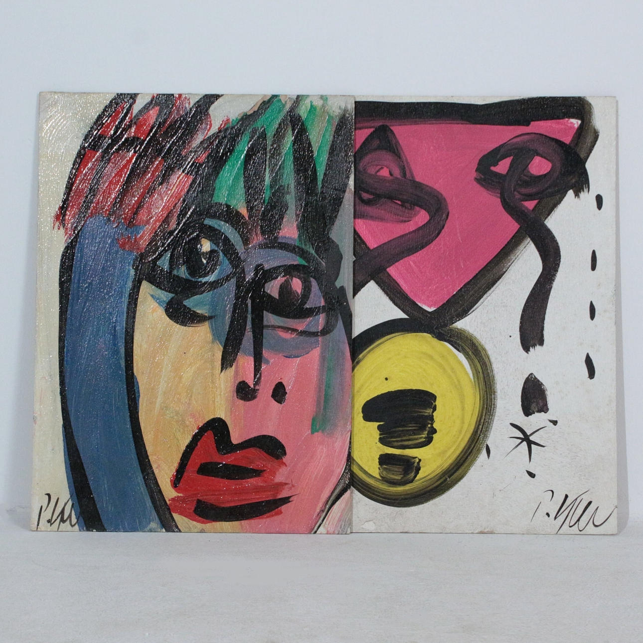 PETER ROBERT KEIL (bk). 'Faces', Öl auf Hartfaser, signiert.