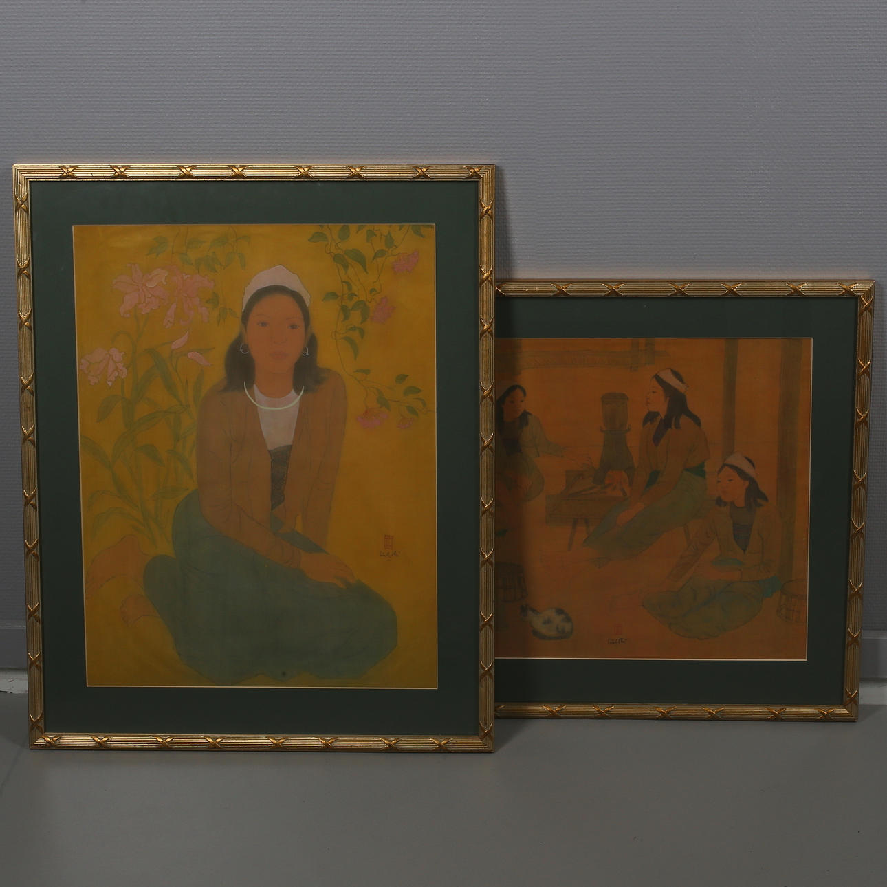 OIDENTIFIERAD KONSTNÄR. akvareller 2 st, 1900-tal, signerade Linh Chi.