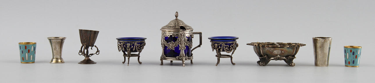 PARTI SILVER, 9 delar, 1800/1900-tal.