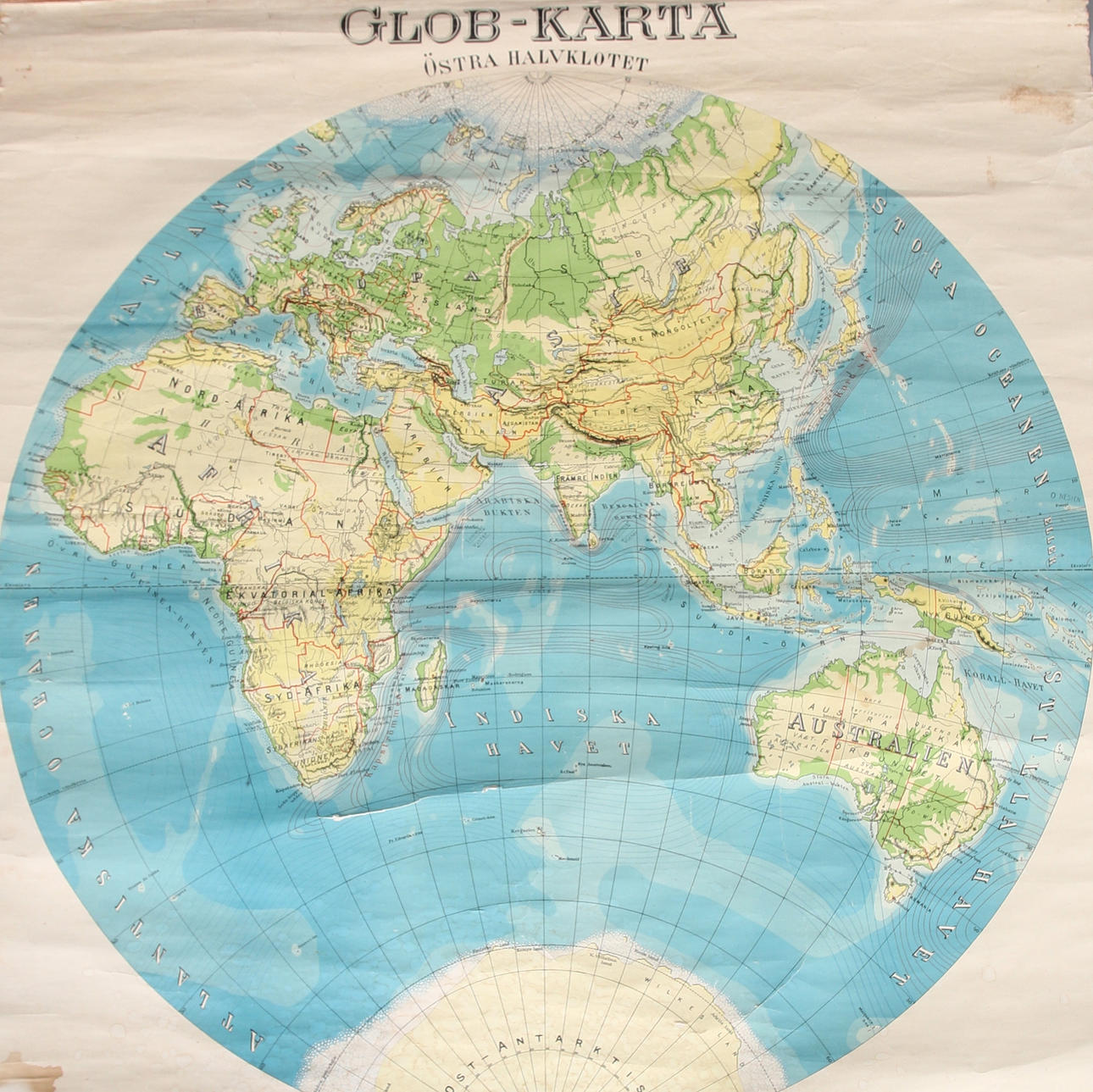 MAPA ESCOLAR, mapamundi del Hemisferio Occidental, 1926.