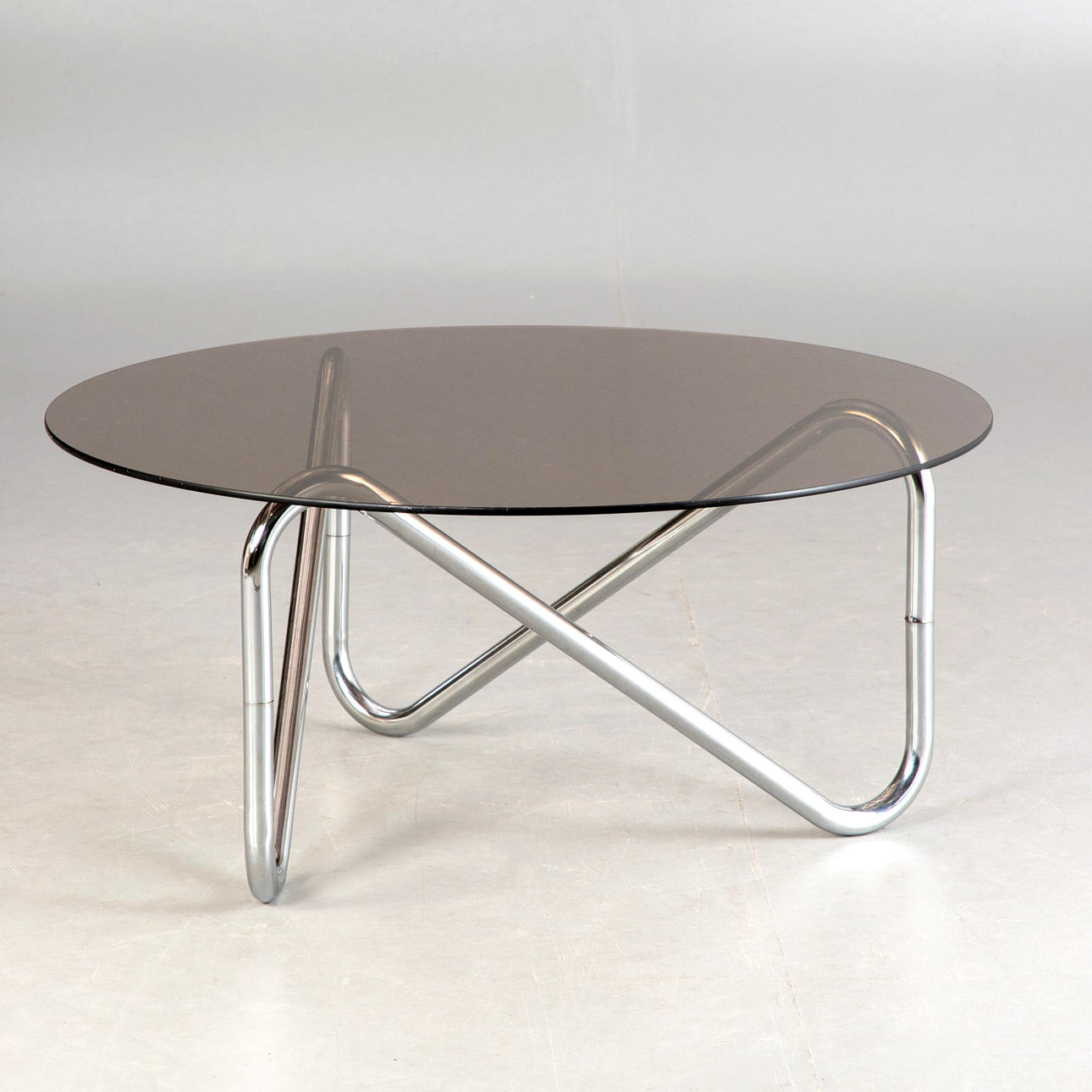 Coffee table, glass and chrome. 1960s.