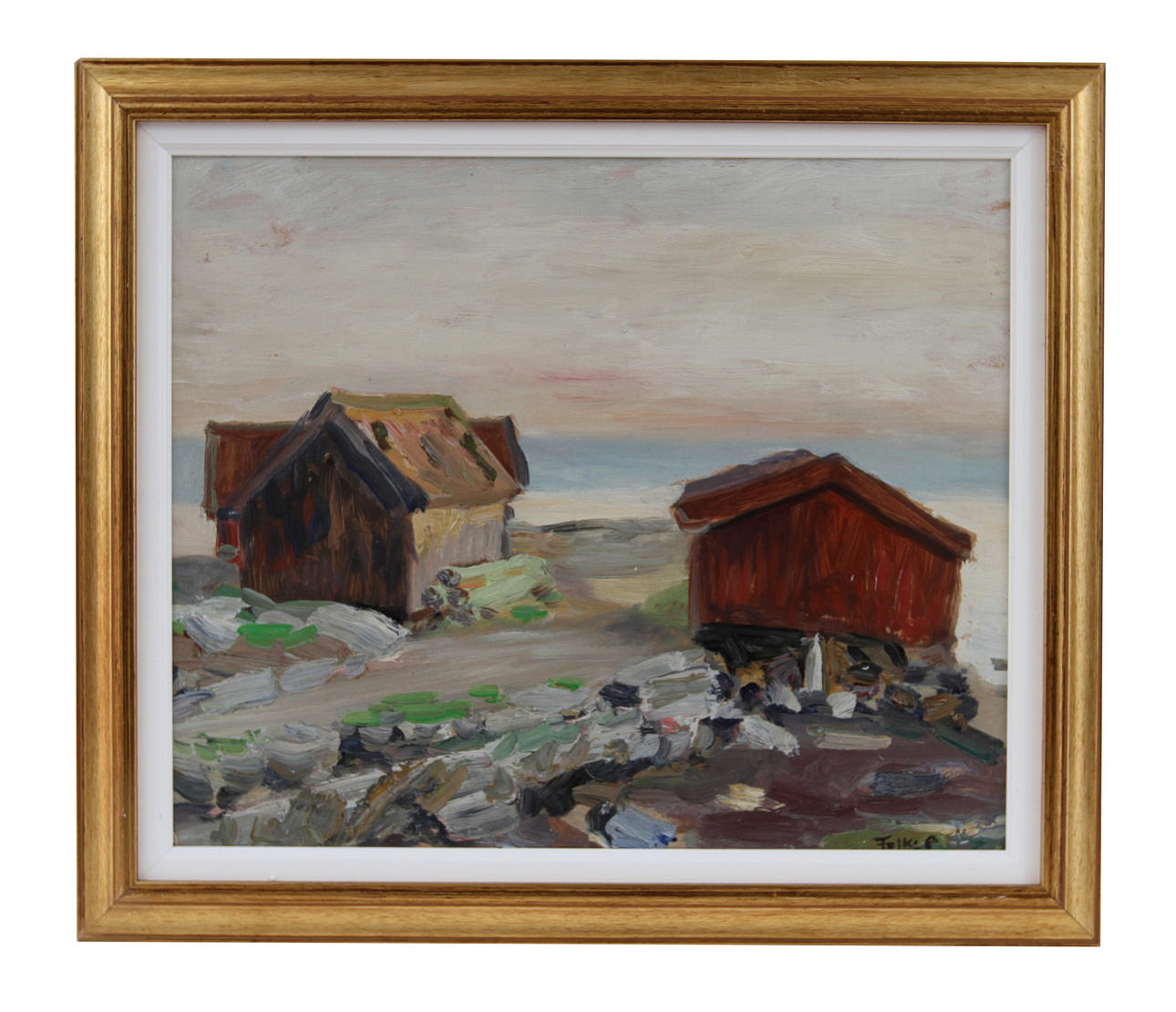 FOLKE PERSSON. Olja på pannå, signerad.