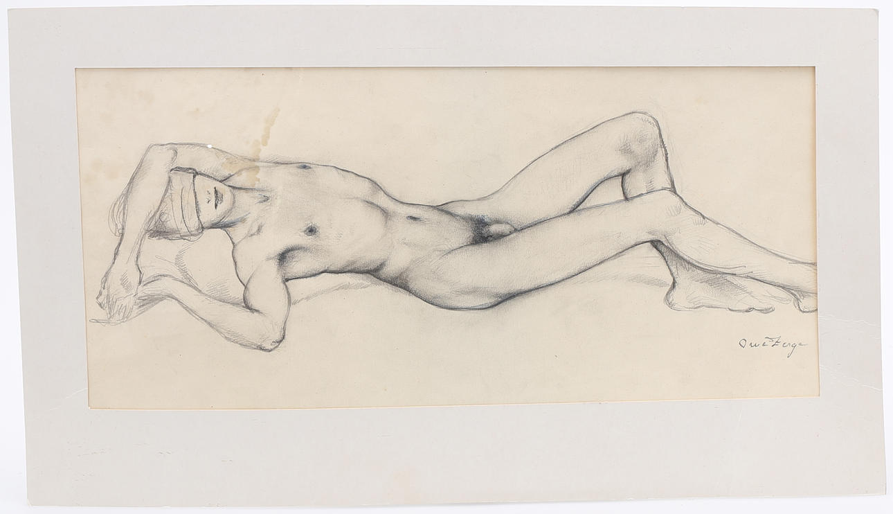 OWE ZERGE. Nakenstudie. Blyerts, signerad.