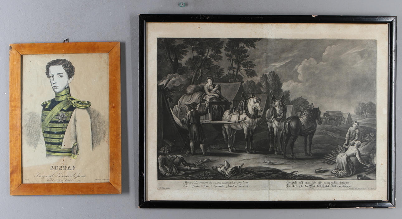 GRAFISKA BLAD, 2 st, bland annat Arfprins Gustaf, 1700/1800-tal.