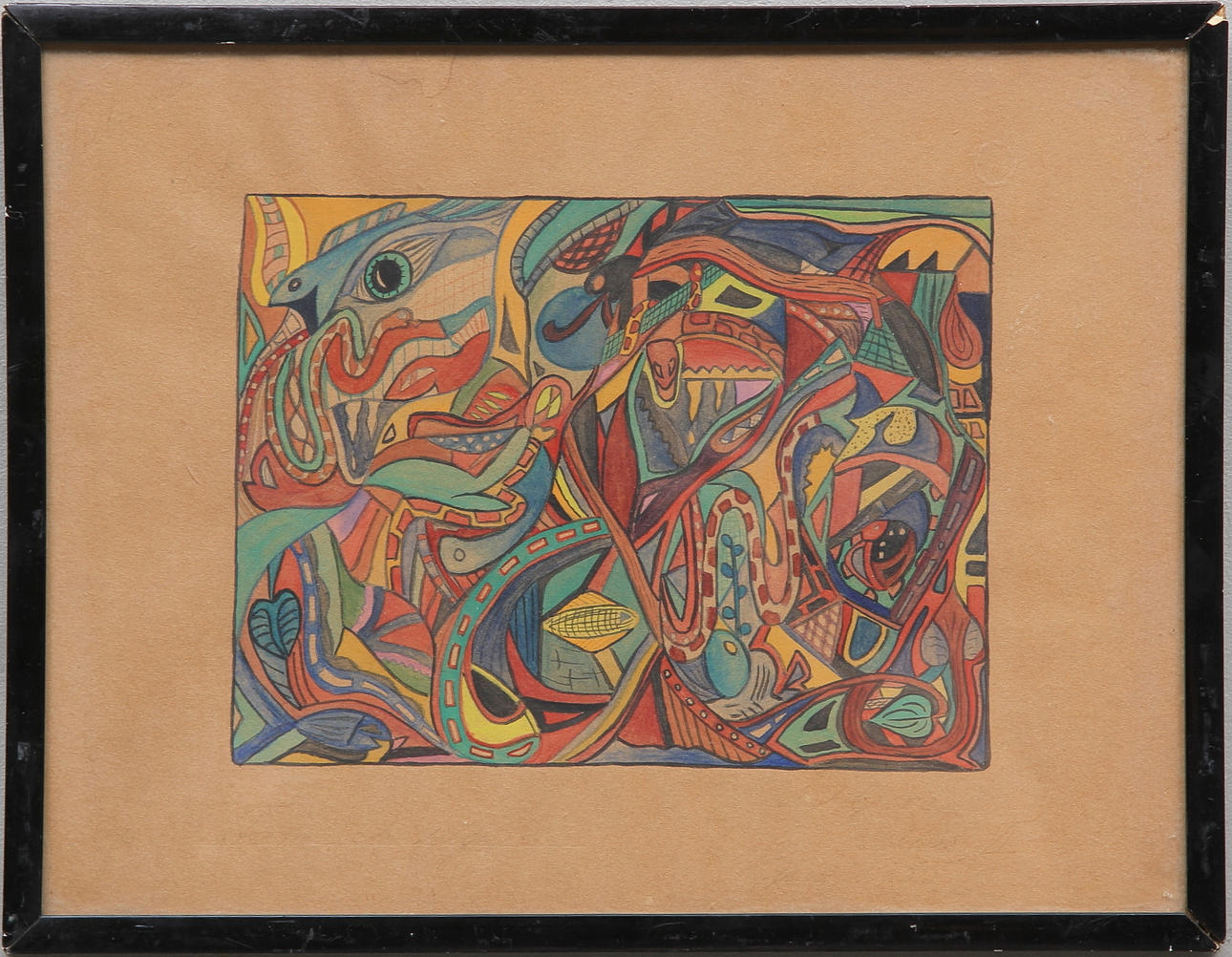 OIDENTIFIERAD KONSTNÄR. "Färg och Form". Blandteknik, otydligt signerad och daterad 1955.