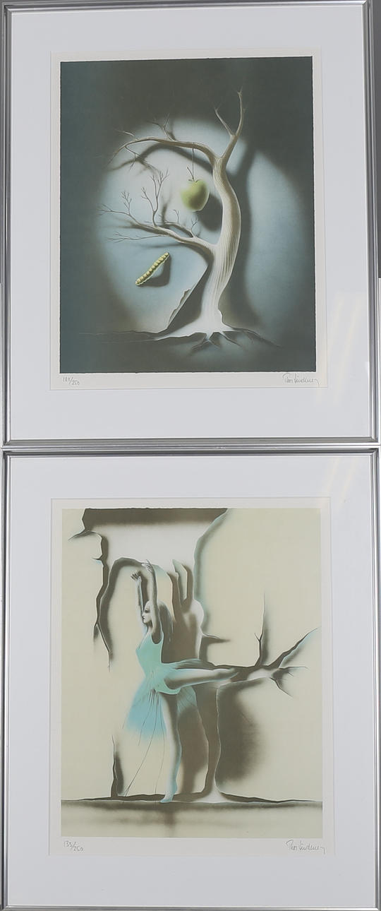 THOR LINDENEG. Parti tavlor, färglitografier, 2 st, signerade och numrerade 138/250 samt 180/250.