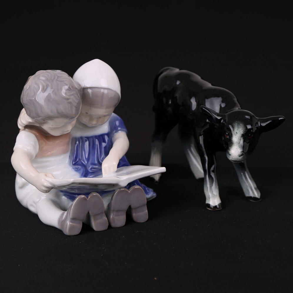 FIGURINER 2 st, pojke och flicka, Bing & Gröndahl, kalv 431.