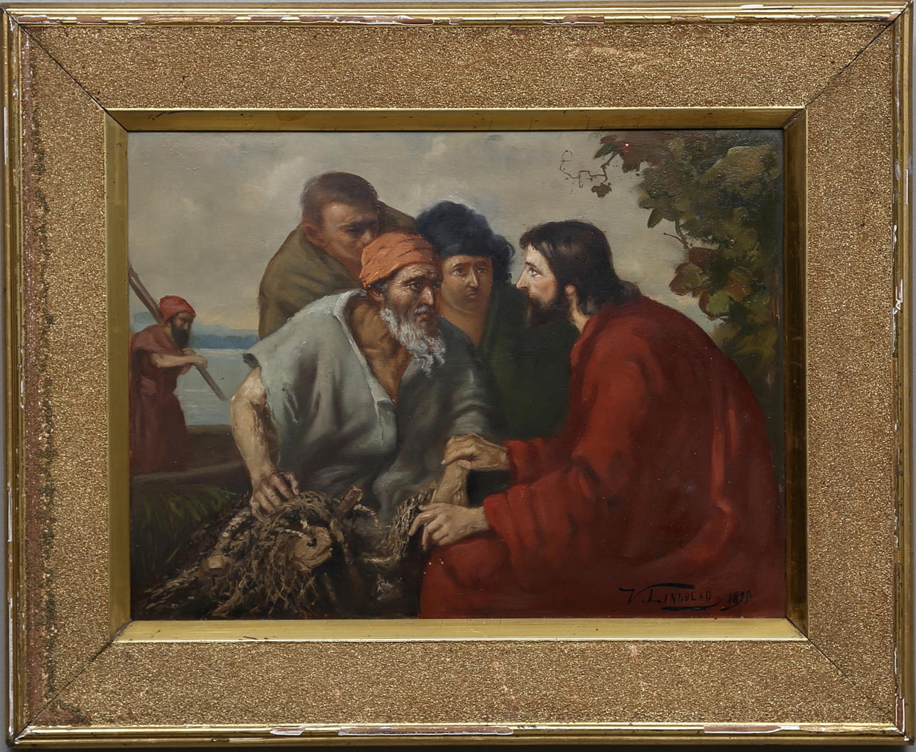 VIKTOR LINDBLAD. Olja på pannå, signerad och daterad 1895.