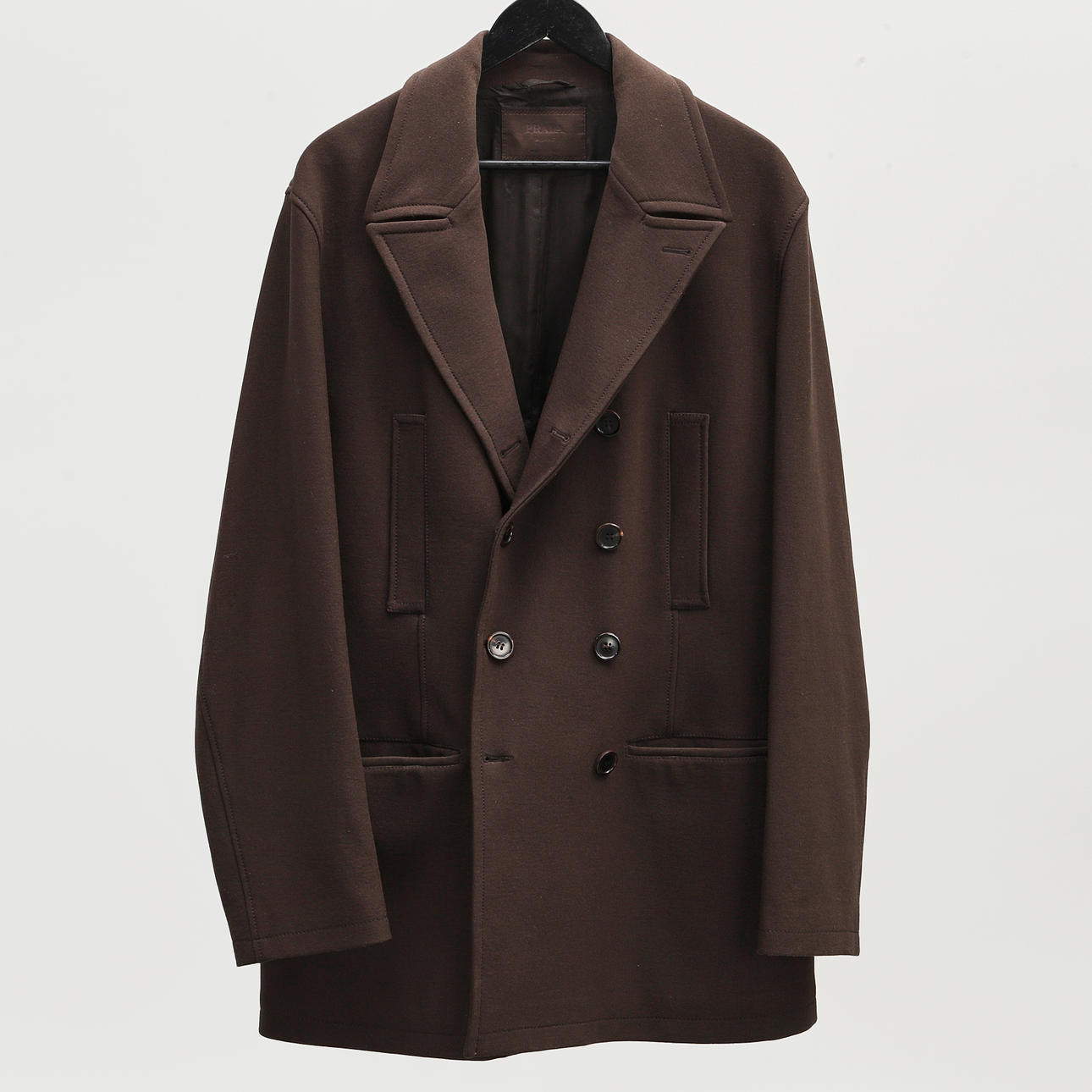 PRADA. Skirt, brown nylon fabric, XL.