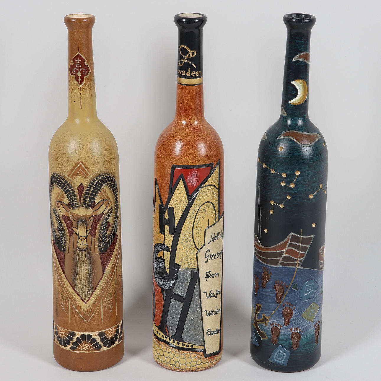 BOTTLES, 3 pcs, ceramic, Da jing tao yi.