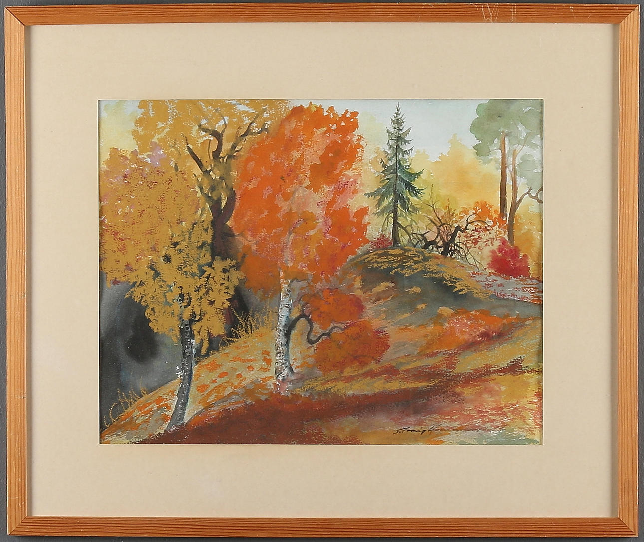 SOLVEIG HAMMARSTEDT. Höstmotiv, akvarell, signerad.