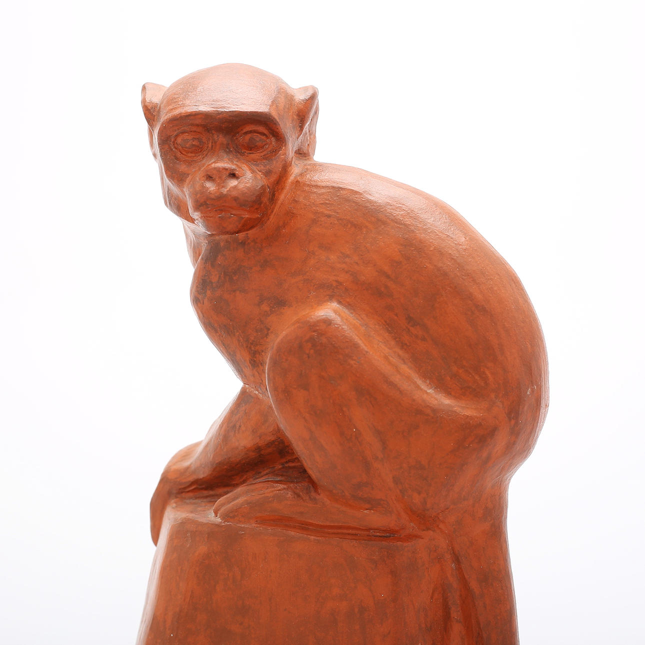 FIGURE, Monkey, earthenware, mid-20th century.