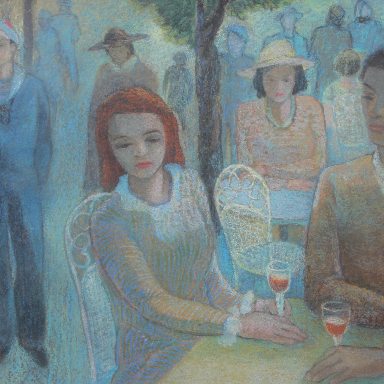 BENGT CARLBERG. Pastell, "L'heure bleu", signerad samt daterad 49.