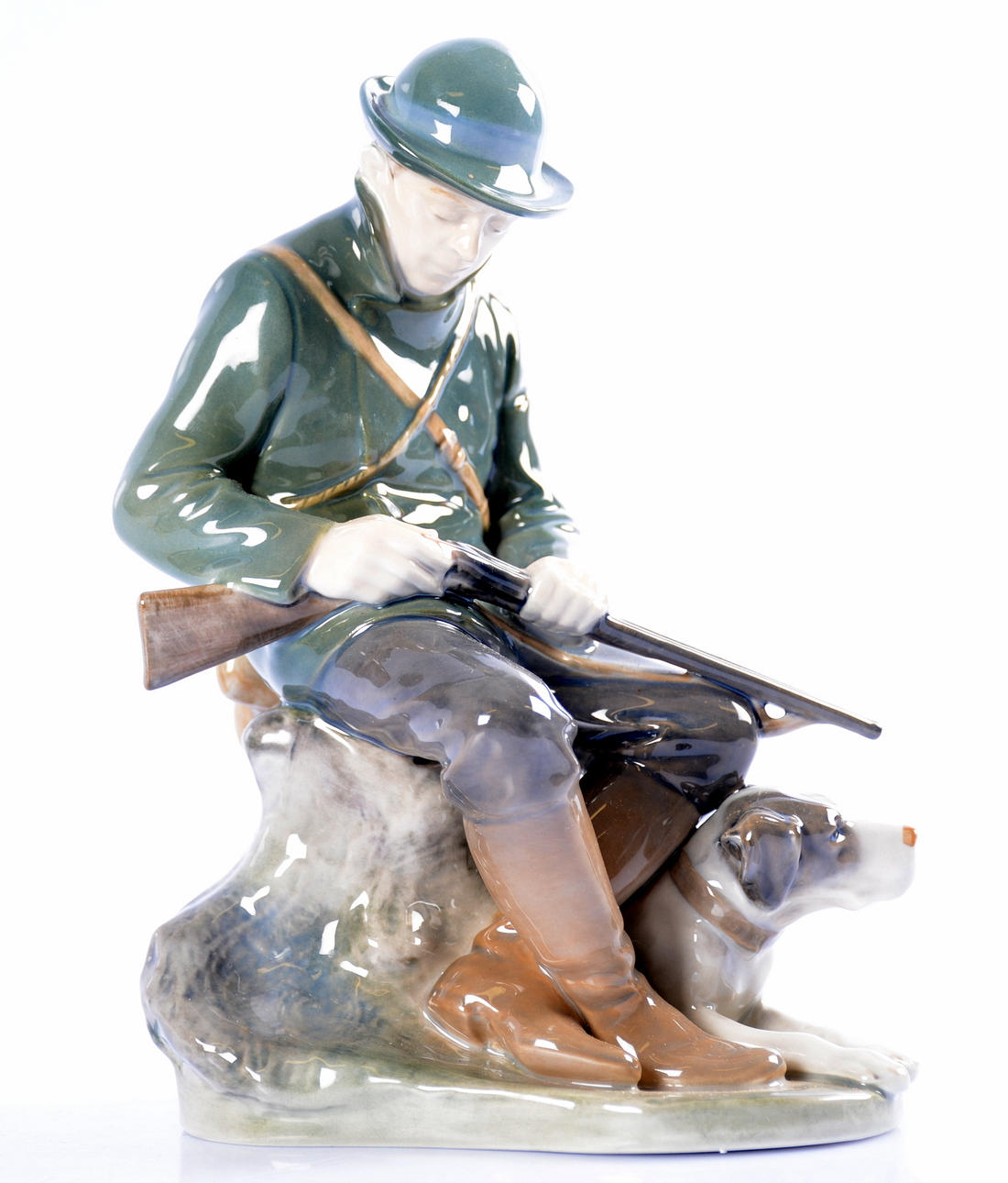 FIGURIN, Jägare med hund, Royal Copenhagen. Danmark.