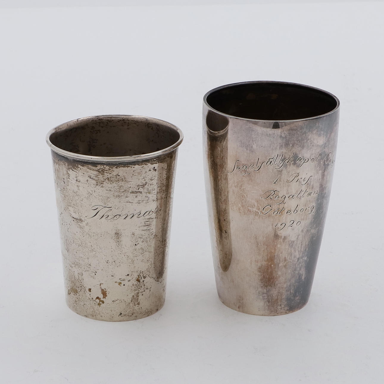 SWEDEN - TWO SILVER BEAKERS INCLUDING CARL GUSTAV HALLBERG.